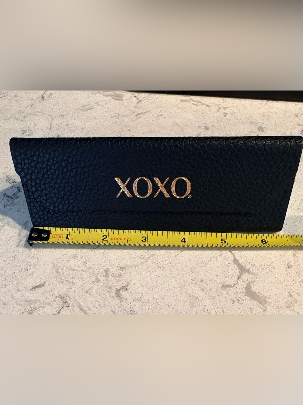 XOXO Black Eyeglass Sleeve with Gold Logo